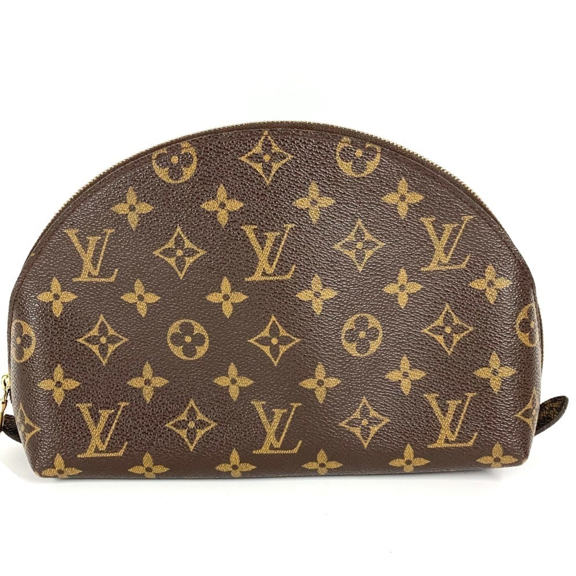 Louis Vuitton M47520 Monogram Trousse Demi Ronde Makeup Pouch Travel Multi-Pu...